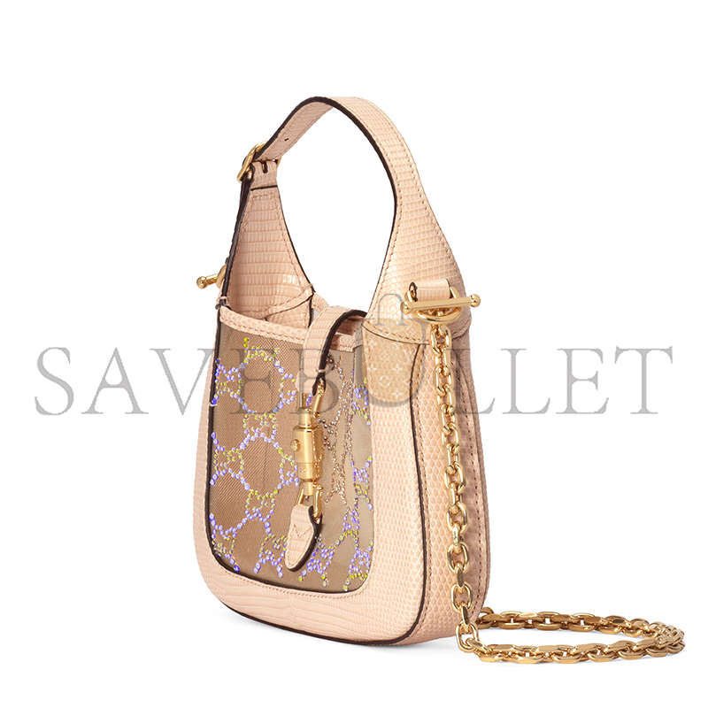 GUCCI JACKIE 1961 MINI CRYSTAL GG LIZARD BAG 677027 (19*13*3cm) GUCCI JACKIE 1961 MINI CRYSTAL GG LIZARD BAG 677027 (19*13*3cm)
